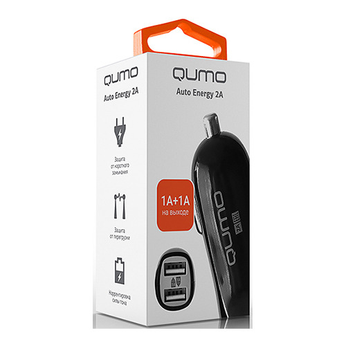 Автомобильное зарядное устройство Qumo 2 USB 2A (1A+1A) фото 